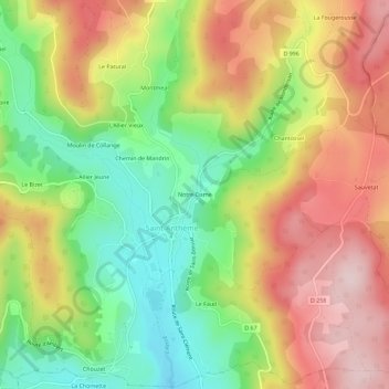 Mapa topográfico Notre-Dame, altitud, relieve