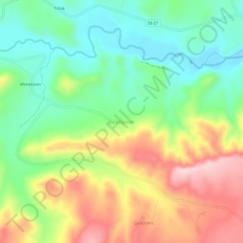 Mapa topográfico İncirlipınar, altitud, relieve
