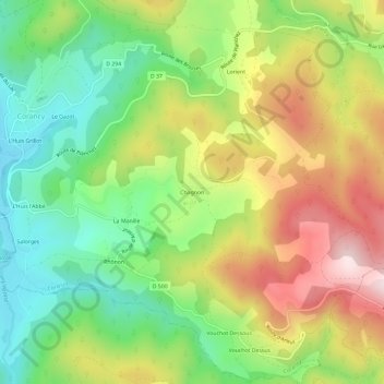 Mapa topográfico Chagnon, altitud, relieve