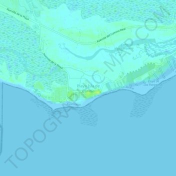 Mapa topográfico Playa Isla de Canela, altitud, relieve