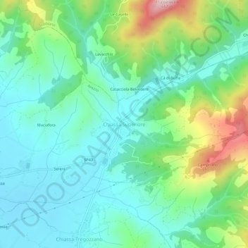 Mapa topográfico Chiassa Superiore, altitud, relieve