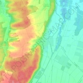 Mapa topográfico Mindelzell, altitud, relieve