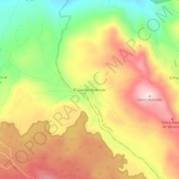 Mapa topográfico El Llanillo Redondo, altitud, relieve