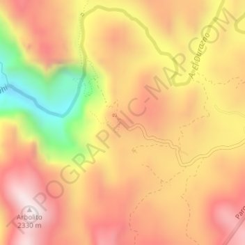 Mapa topográfico Cascada de Basaseachi, altitud, relieve