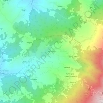 Mapa topográfico Pessinate, altitud, relieve