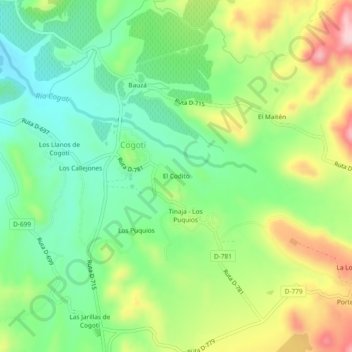 Mapa topográfico El Codito, altitud, relieve