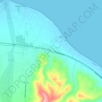 Mapa topográfico Mirto, altitud, relieve