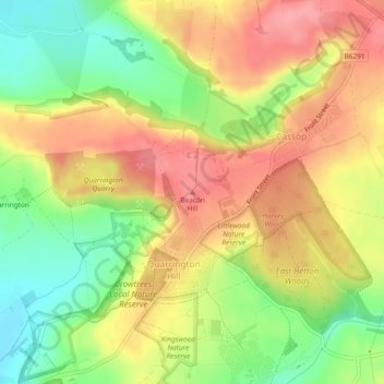 Mapa topográfico Beacon Hill, altitud, relieve