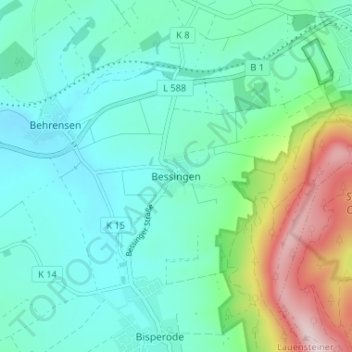 Mapa topográfico Bessingen, altitud, relieve