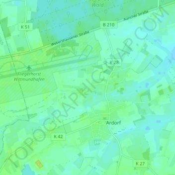 Mapa topográfico Wehle, altitud, relieve