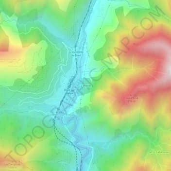 Mapa topográfico La Pinède, altitud, relieve