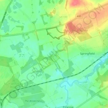 Mapa topográfico Rankeilour, altitud, relieve