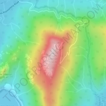 Mapa topográfico Mount Oberon, altitud, relieve