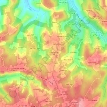 Mapa topográfico Les Farges du Pic, altitud, relieve