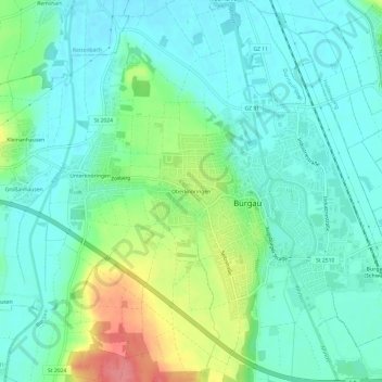 Mapa topográfico Oberknöringen, altitud, relieve