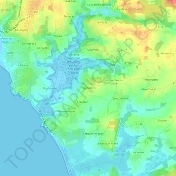 Mapa topográfico Kermabo, altitud, relieve