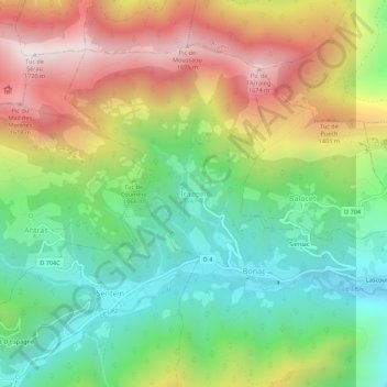 Mapa topográfico Irazein, altitud, relieve