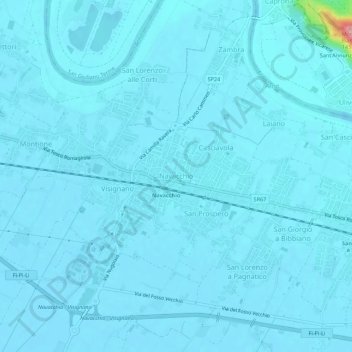 Mapa topográfico Navacchio, altitud, relieve