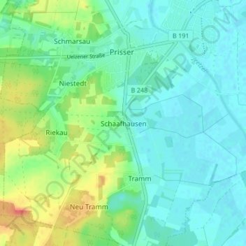 Mapa topográfico Schaafhausen, altitud, relieve