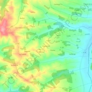 Mapa topográfico Montalivet, altitud, relieve