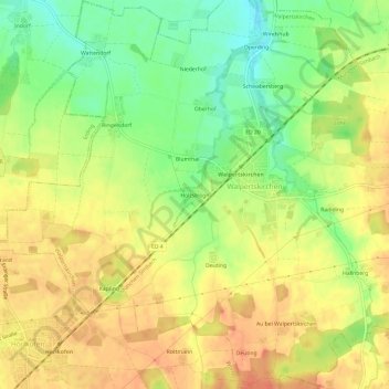Mapa topográfico Holzstrogn, altitud, relieve