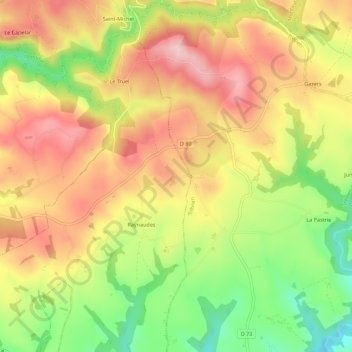 Mapa topográfico Salvetat, altitud, relieve