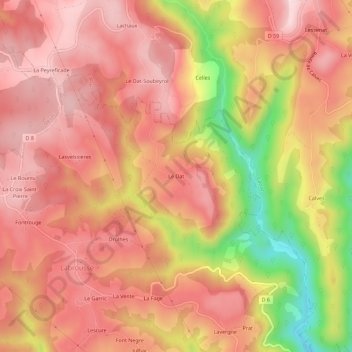 Mapa topográfico Le Dat, altitud, relieve