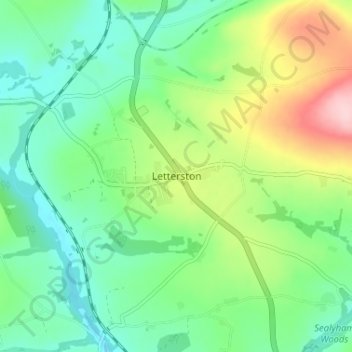 Mapa topográfico Letterston, altitud, relieve