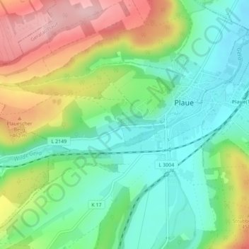Mapa topográfico Spring von Plaue, altitud, relieve
