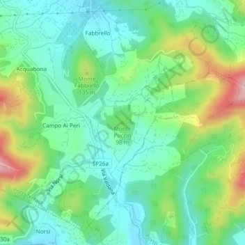 Mapa topográfico Portoferraio, altitud, relieve