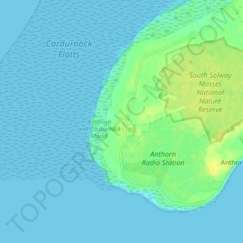 Mapa topográfico Cardurnock, altitud, relieve