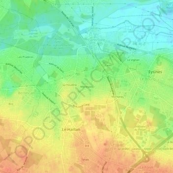 Mapa topográfico Ménespey, altitud, relieve