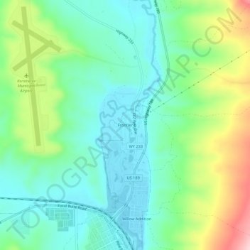Mapa topográfico Frontier, altitud, relieve