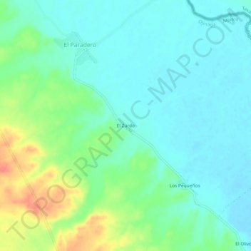 Mapa topográfico El Zurdo, altitud, relieve