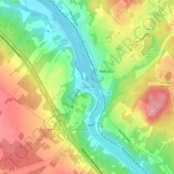 Mapa topográfico Greenlay, altitud, relieve