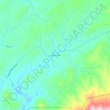 Mapa topográfico Long Creek, altitud, relieve