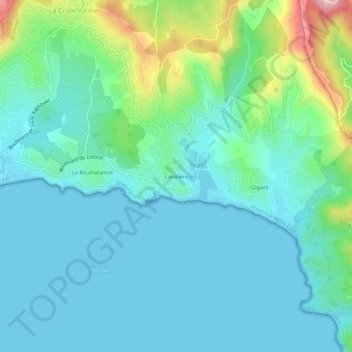Mapa topográfico Cavalière, altitud, relieve