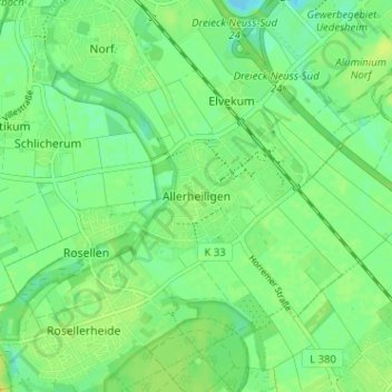 Mapa topográfico Allerheiligen, altitud, relieve