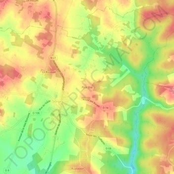 Mapa topográfico Pirat Bas, altitud, relieve
