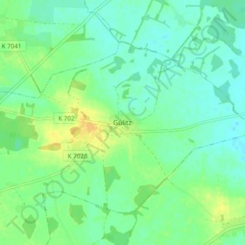 Mapa topográfico Gülitz, altitud, relieve