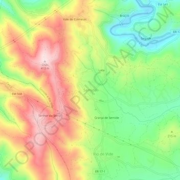 Mapa topográfico Semide, altitud, relieve