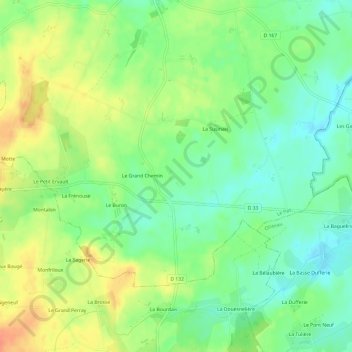Mapa topográfico Les Romagnes, altitud, relieve