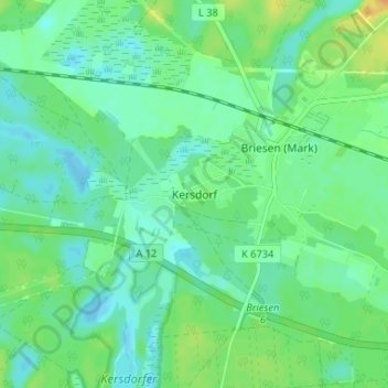 Mapa topográfico Kersdorf, altitud, relieve