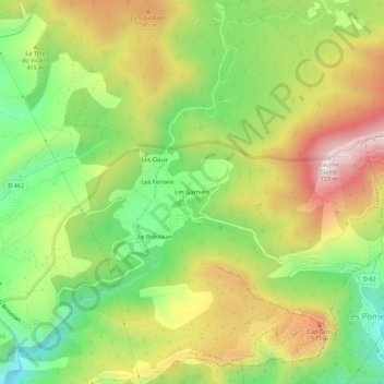 Mapa topográfico Les Garniers, altitud, relieve