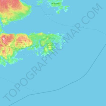Mapa topográfico Dover Island, altitud, relieve
