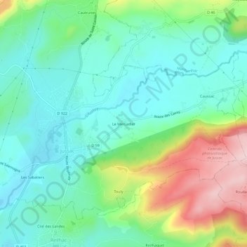 Mapa topográfico Le Mercadier, altitud, relieve