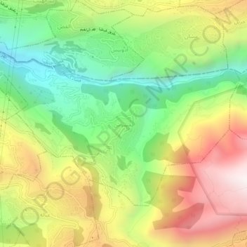 Mapa topográfico Yahchouch, altitud, relieve