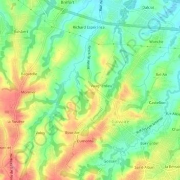 Mapa topográfico Routa, altitud, relieve