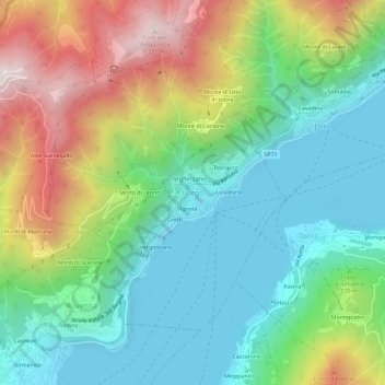 Mapa topográfico Borgo, altitud, relieve