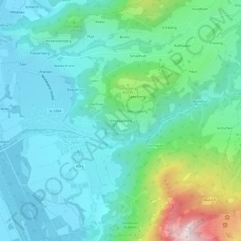Mapa topográfico Untersulzberg, altitud, relieve